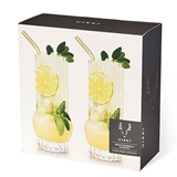 Art Deco Lead-Free Crystal Highball Glasses by VISKI (Set of 2)