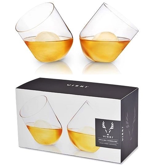 Raye: Rolling Lead-Free Crystal Whiskey Tumblers by VISKI (Set of 2)