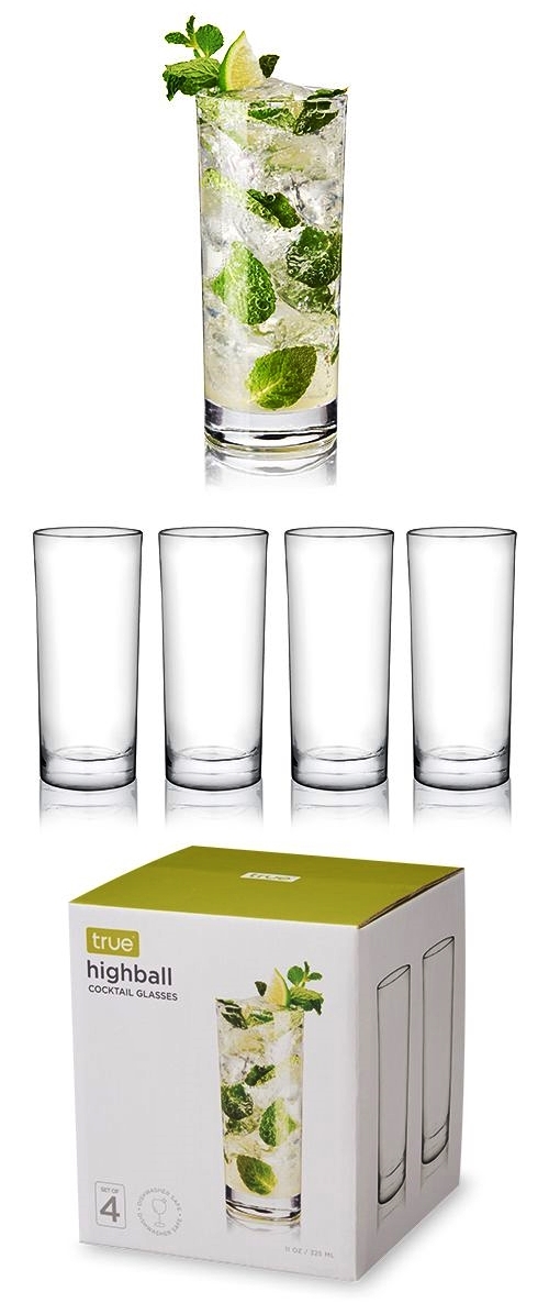 True Cocktail Glasses, Highball, 11 Ounce - 4 cocktail glasses