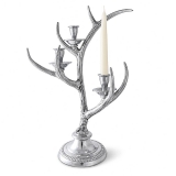 Arthur Court Lodge-Style Naturally-Shed Antler Design Metal 3-Light Candlestick
