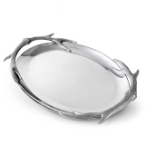 Arthur Court Lodge-Style Naturally-Shed Antlers Design Oval Metal Platter