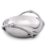 Arthur Court Lodge-Style Naturally-Shed Antlers Design Large Metal Serving Bowl