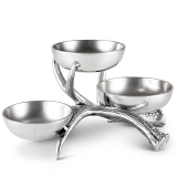 Arthur Court Lodge-Style Naturally-Shed Antler Design Metal 3-Tiered Nut Bowl
