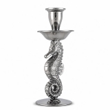 Arthur Court Elegant Coastal Luminary: Pewter Seahorse Candle Holder