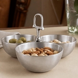 Arthur Court Refined Equestrian Bit Design 3 Nut Metal-Alloy Serving Bowl