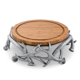 Arthur Court Naturally-Shed Antlers Design Aluminum & Wood Cheese Pedestal