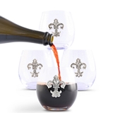 Arthur Court Metal Fleur de Lis Medallioned Stemless Wine Glasses (Set of 4)