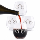 Arthur Court Equestrian Bit Motif 12oz Stemless Wine Glasses (Set of 4)