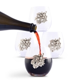 Arthur Court Metal Grape Cluster Medallioned Stemless Wine Glasses (Set of 4)