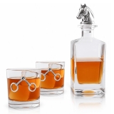 Arthur Court Equestrian Design 24oz Decanter Set with Pair of Rocks Glasses