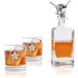 Arthur Court Longhorn Decanter Set with Pair of 'Lone Star' Rocks Glasses