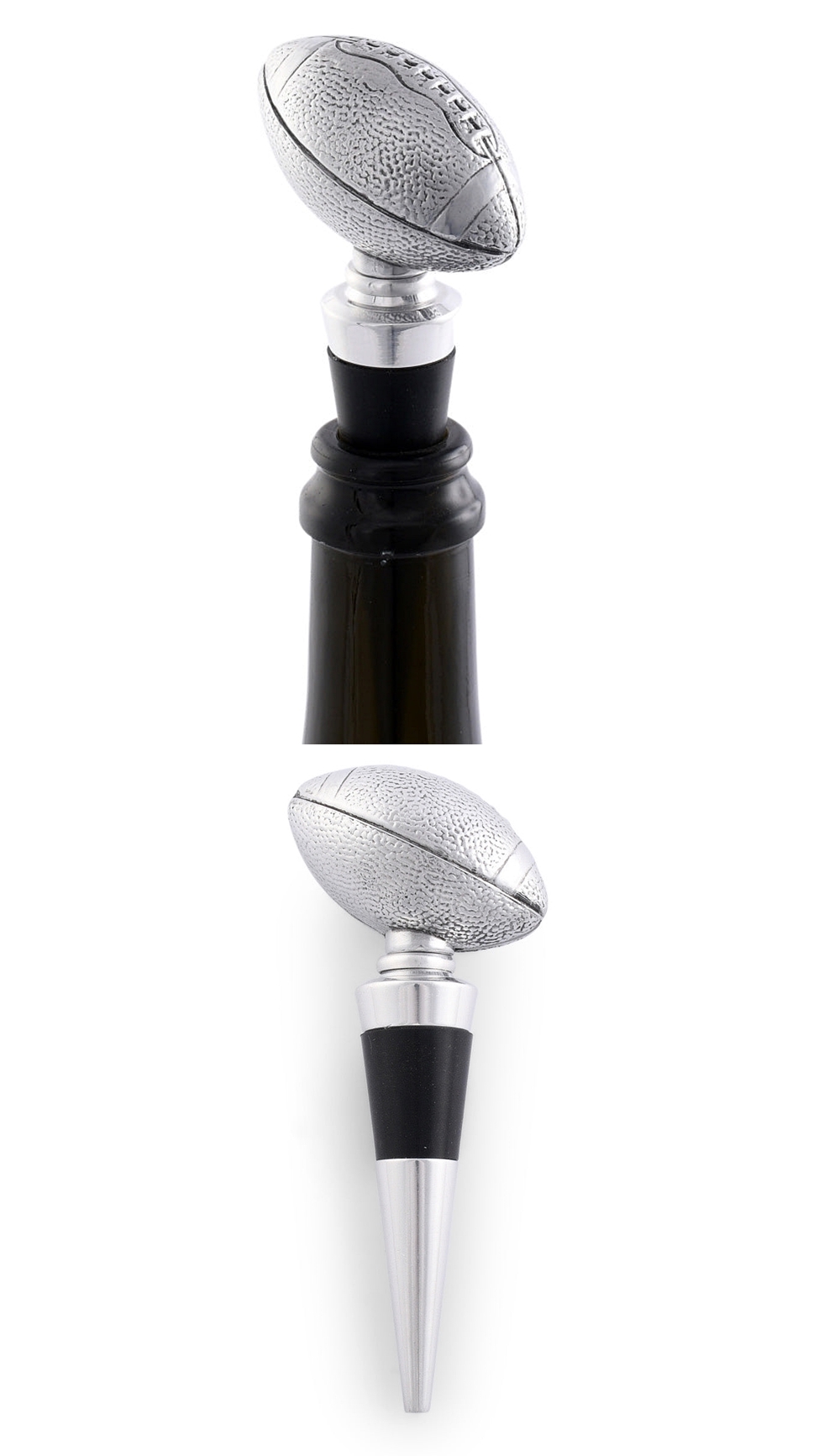 Arthur Court Metal Football-Topped Wine Bottle Stopper in Gift-Box