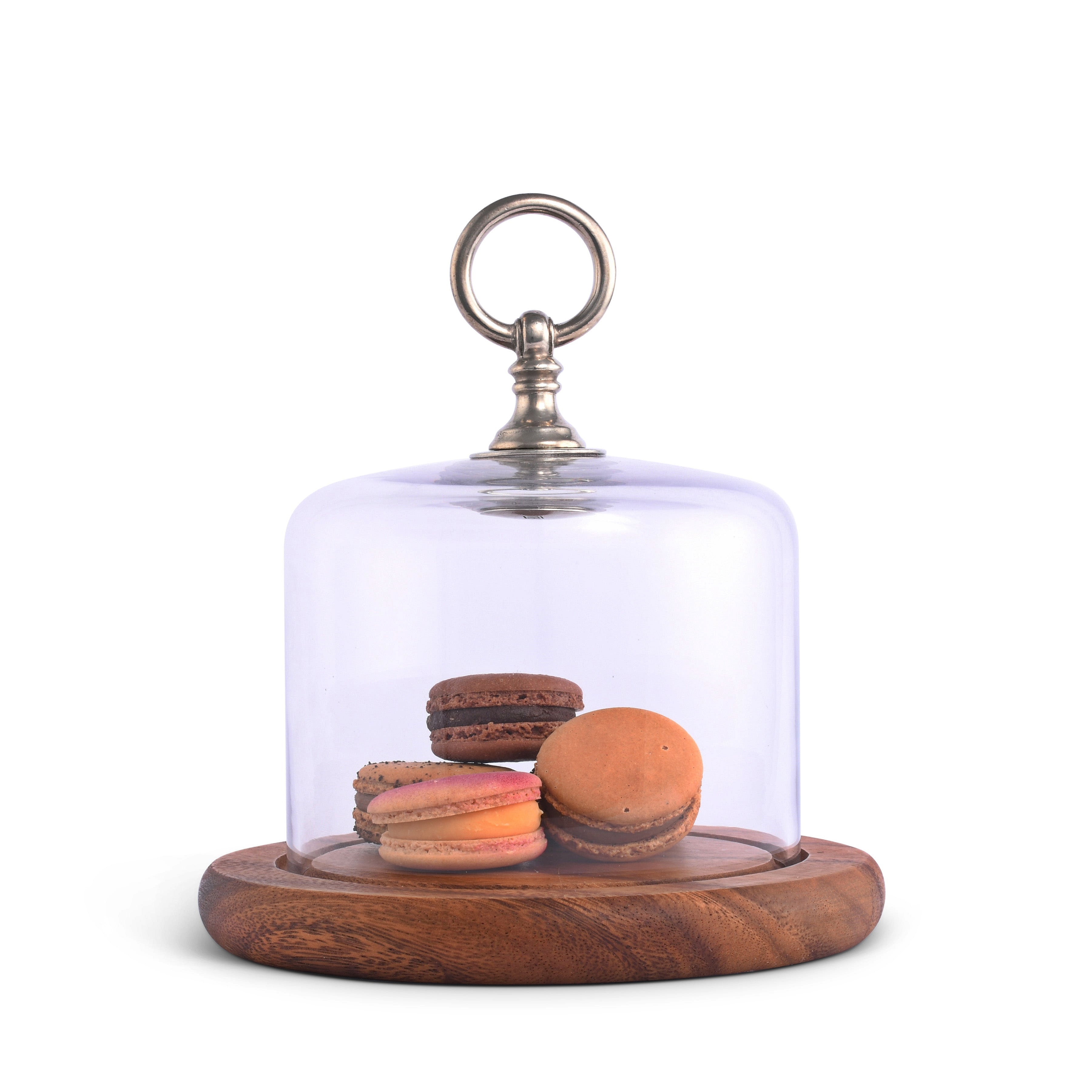 Vagabond House Classic Acacia-Wood Cheese/Dessert Stand with Glass Dome Cloche