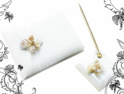 Coastal Seashell Guest Book and Pen Set  